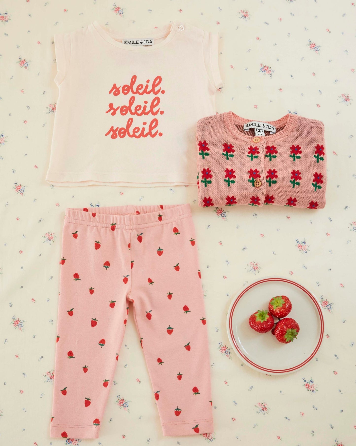 Legging - Fraises rose