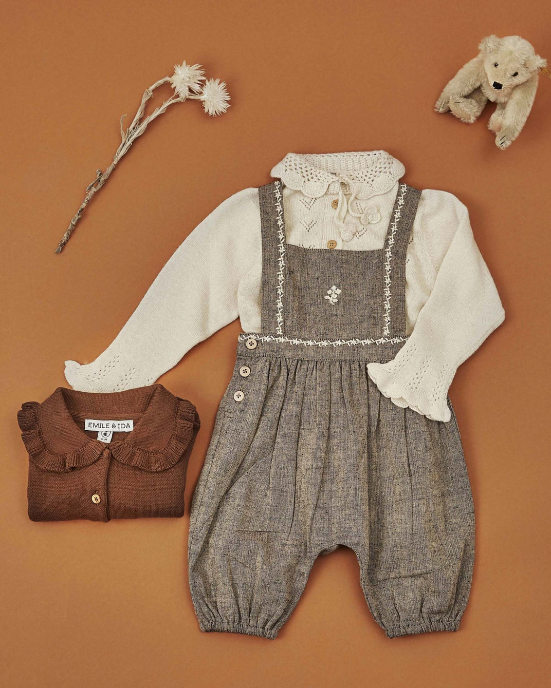 Cardigan col crochet écru