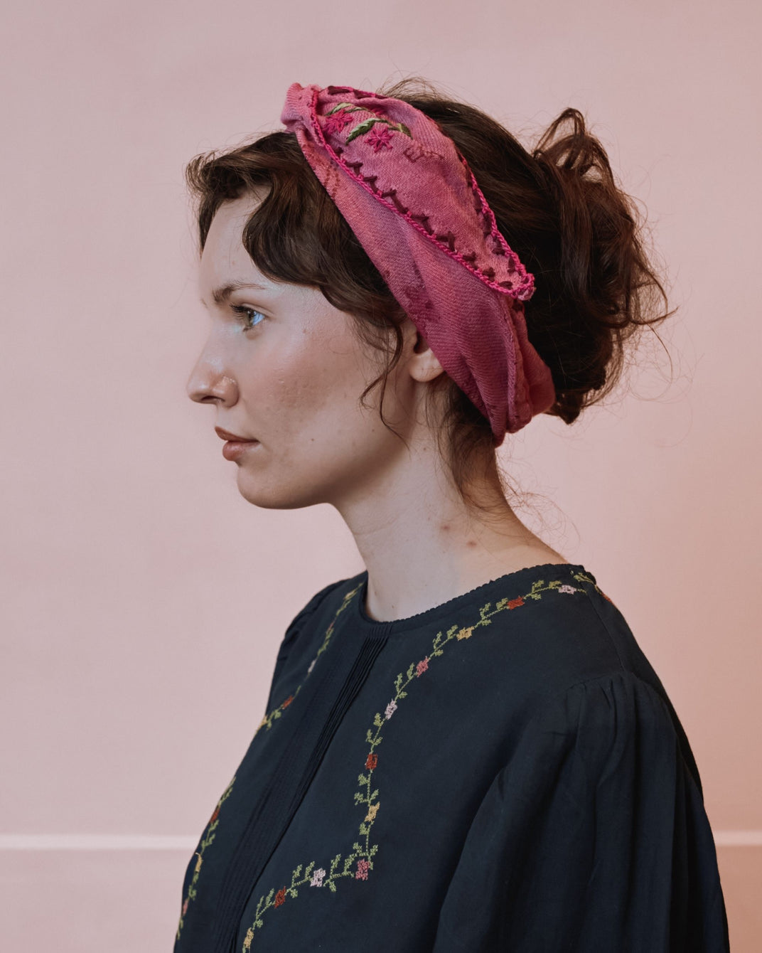 Foulard à nouer - Rose fleuri