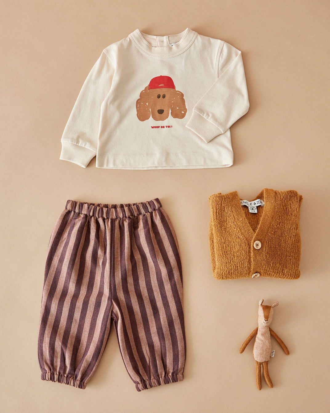 T-shirt manches longues - Chien beige