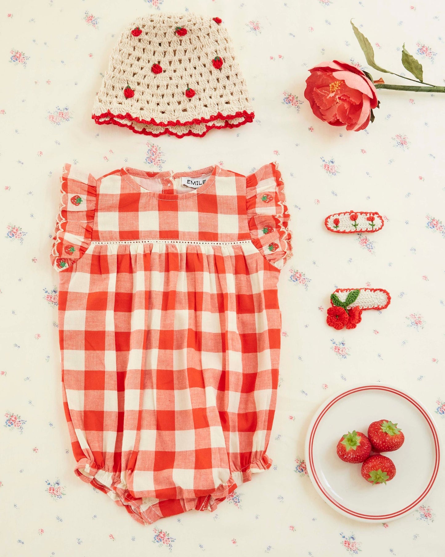 Combibloomer - Brodé vichy rouge