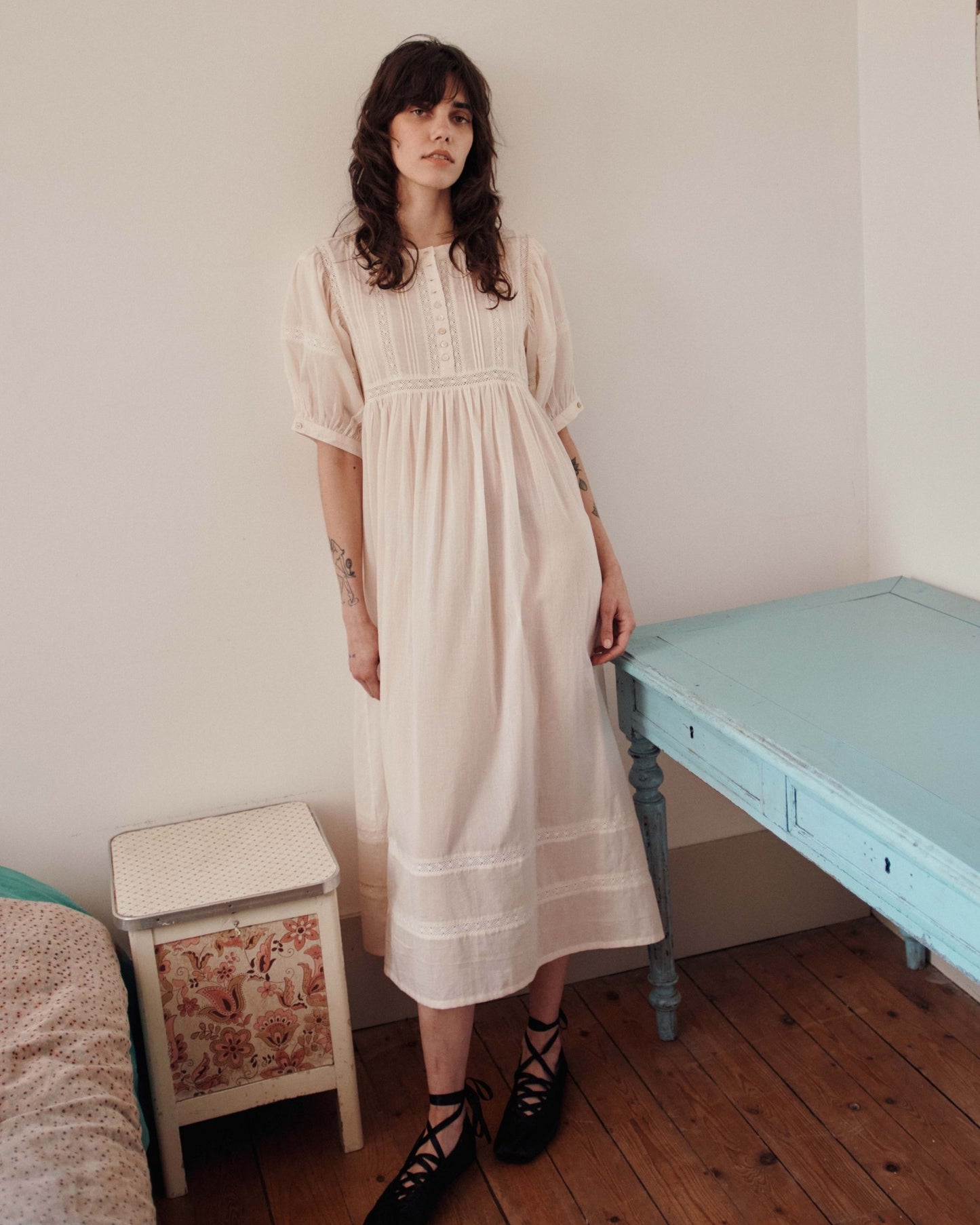 Robe longue - Dentelle crème