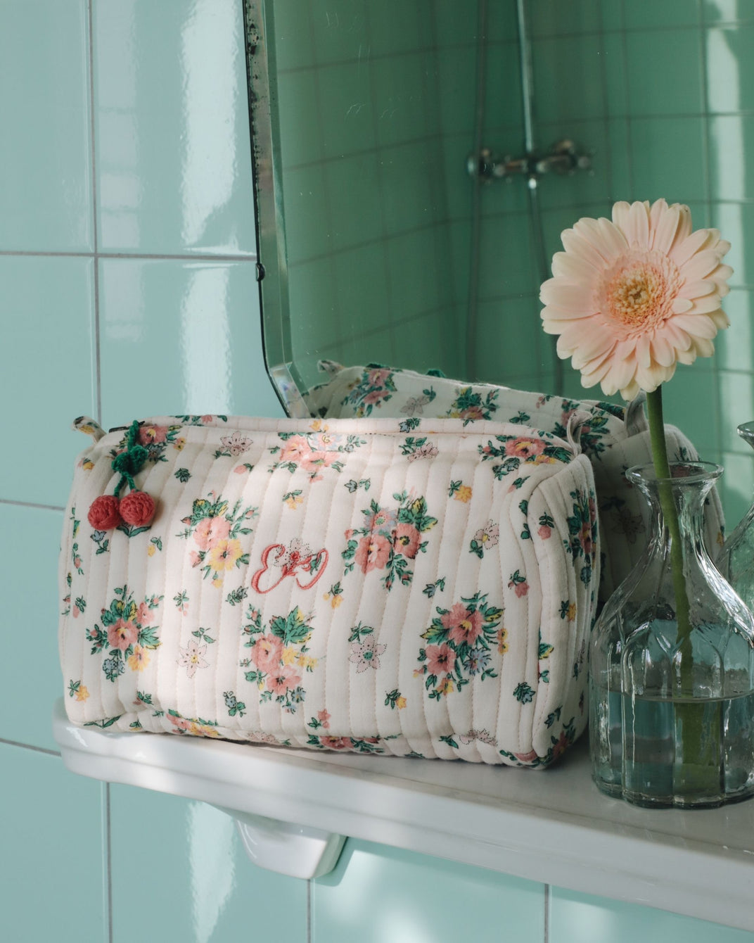 Pink spring toiletry bag