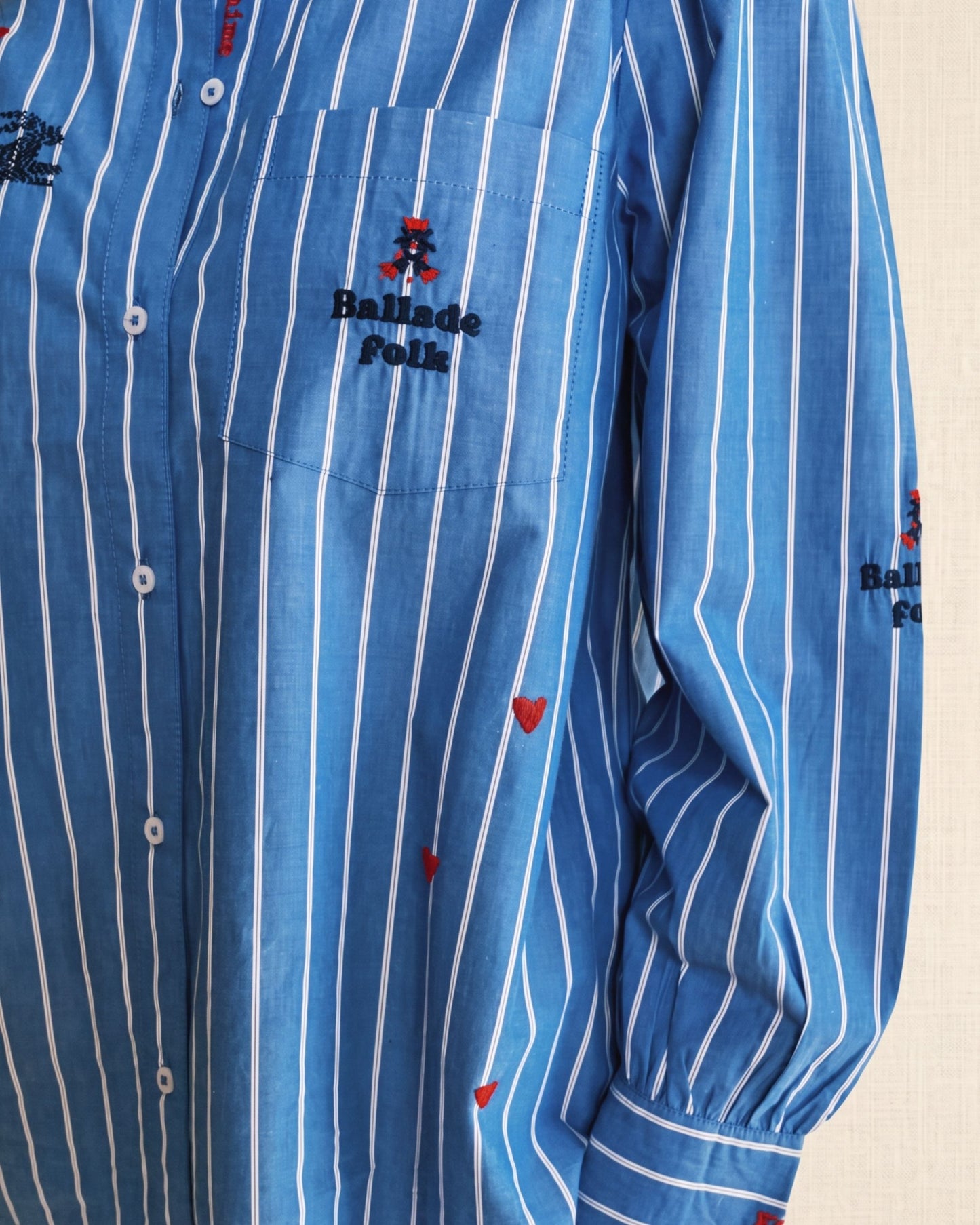 Chemise - Brodée rayures bleu