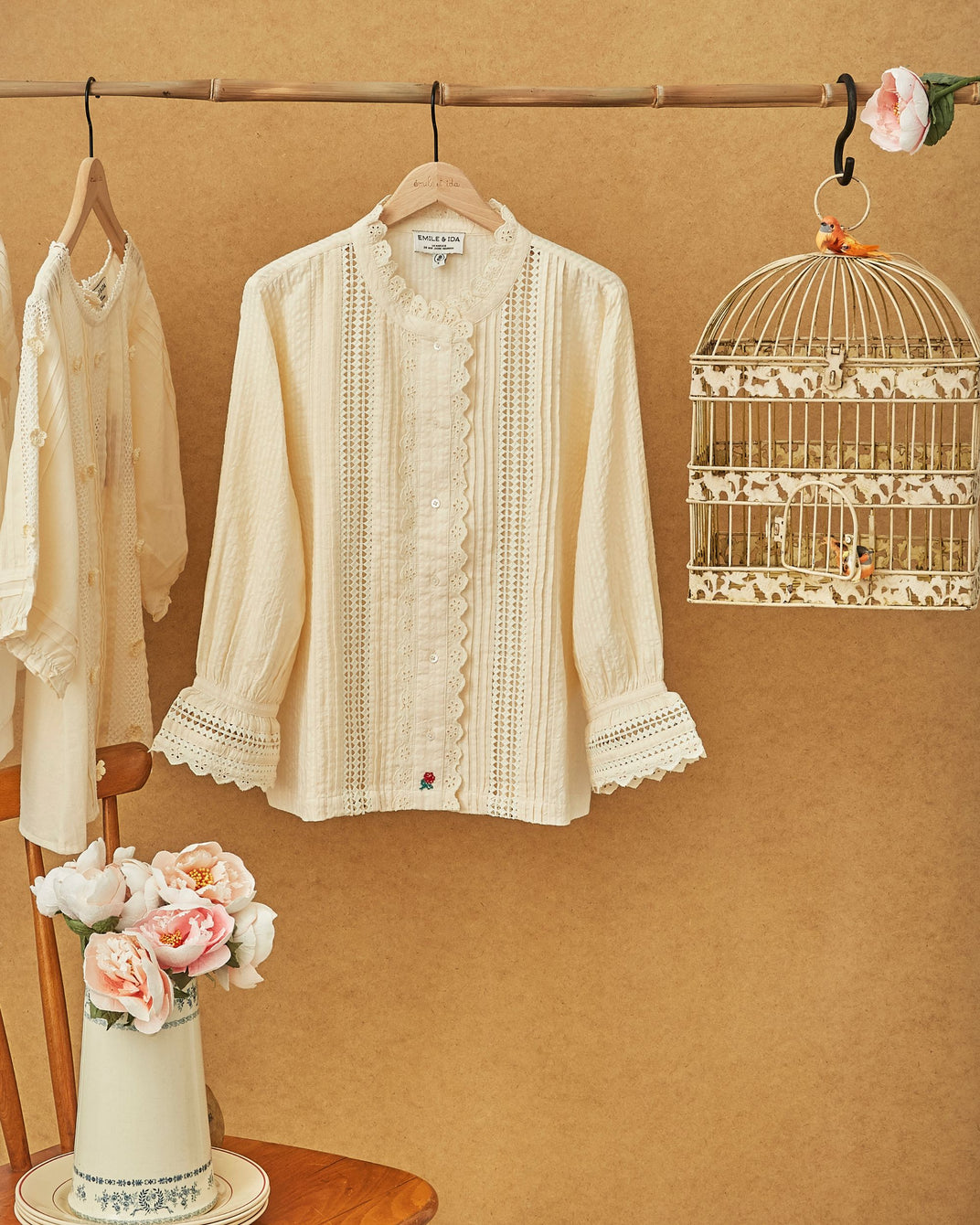 Blouse dentelle broderie anglaise écru