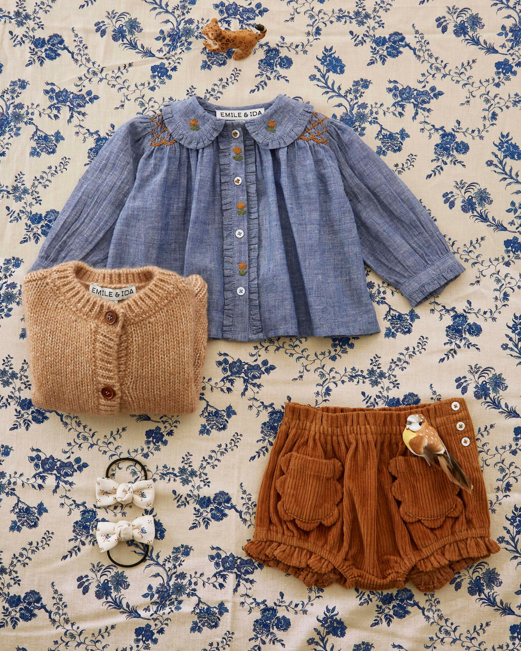 chambray smocked blouse