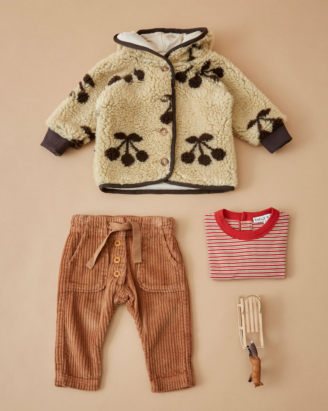Manteau moumoute - Cerise beige
