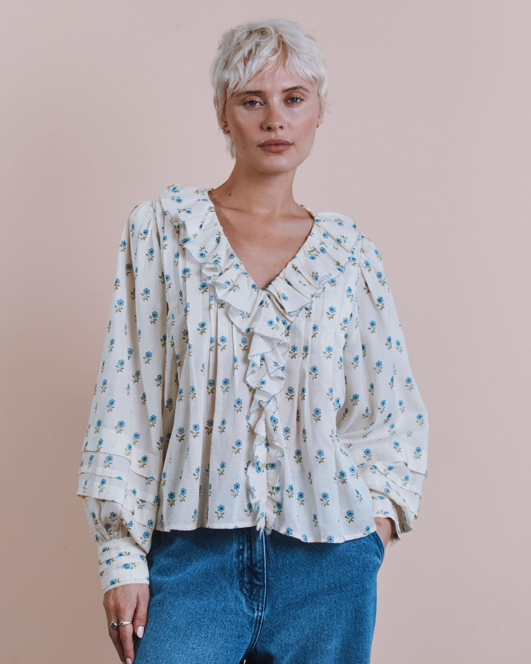 Blouse - Fleurie khadi écru