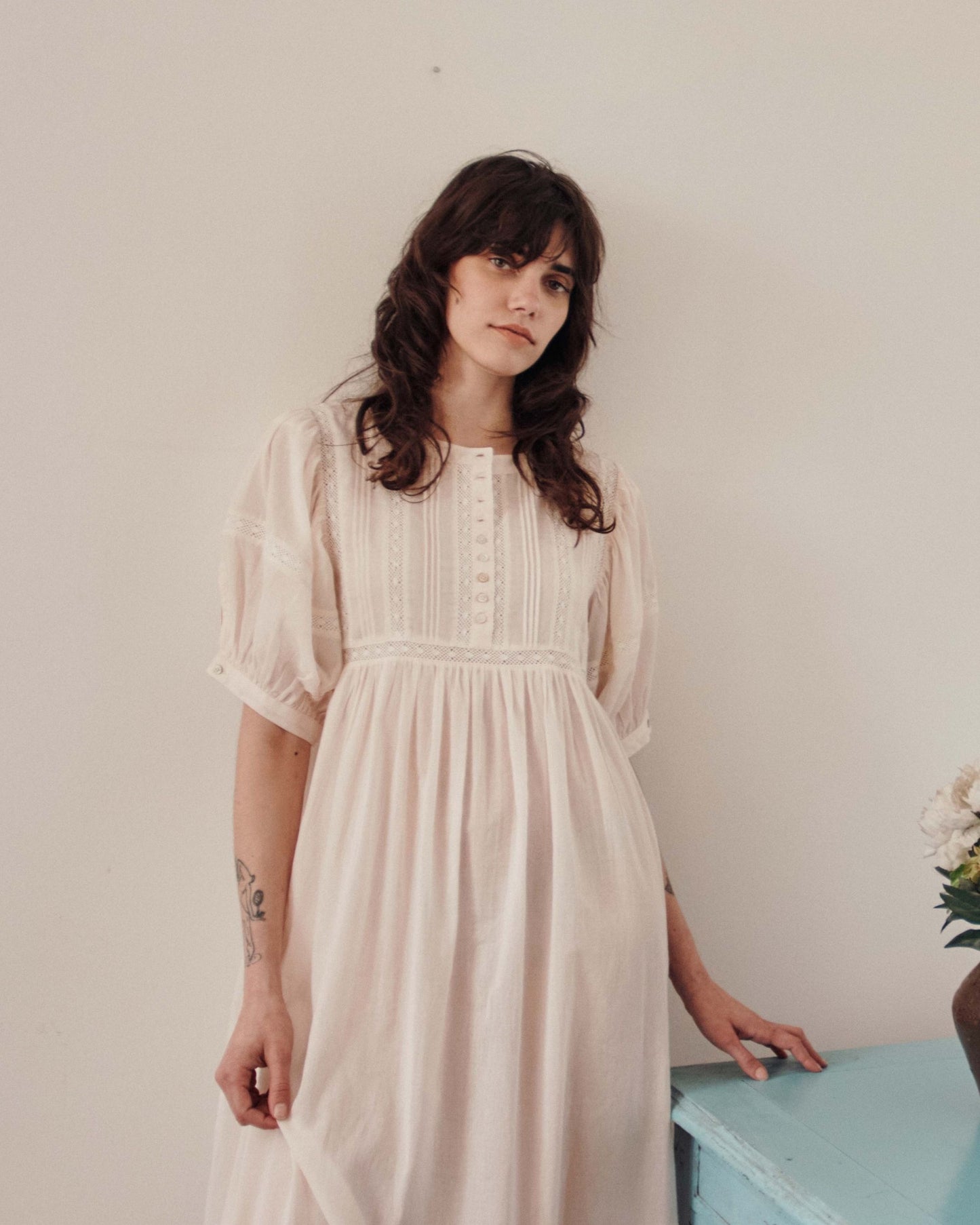 Robe longue - Dentelle crème