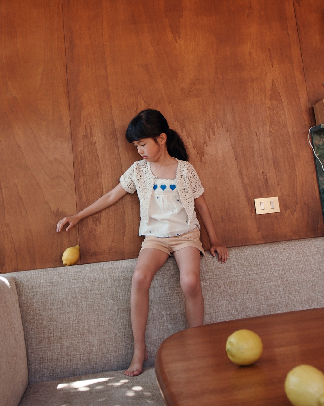 Cardigan - crochet fille écru