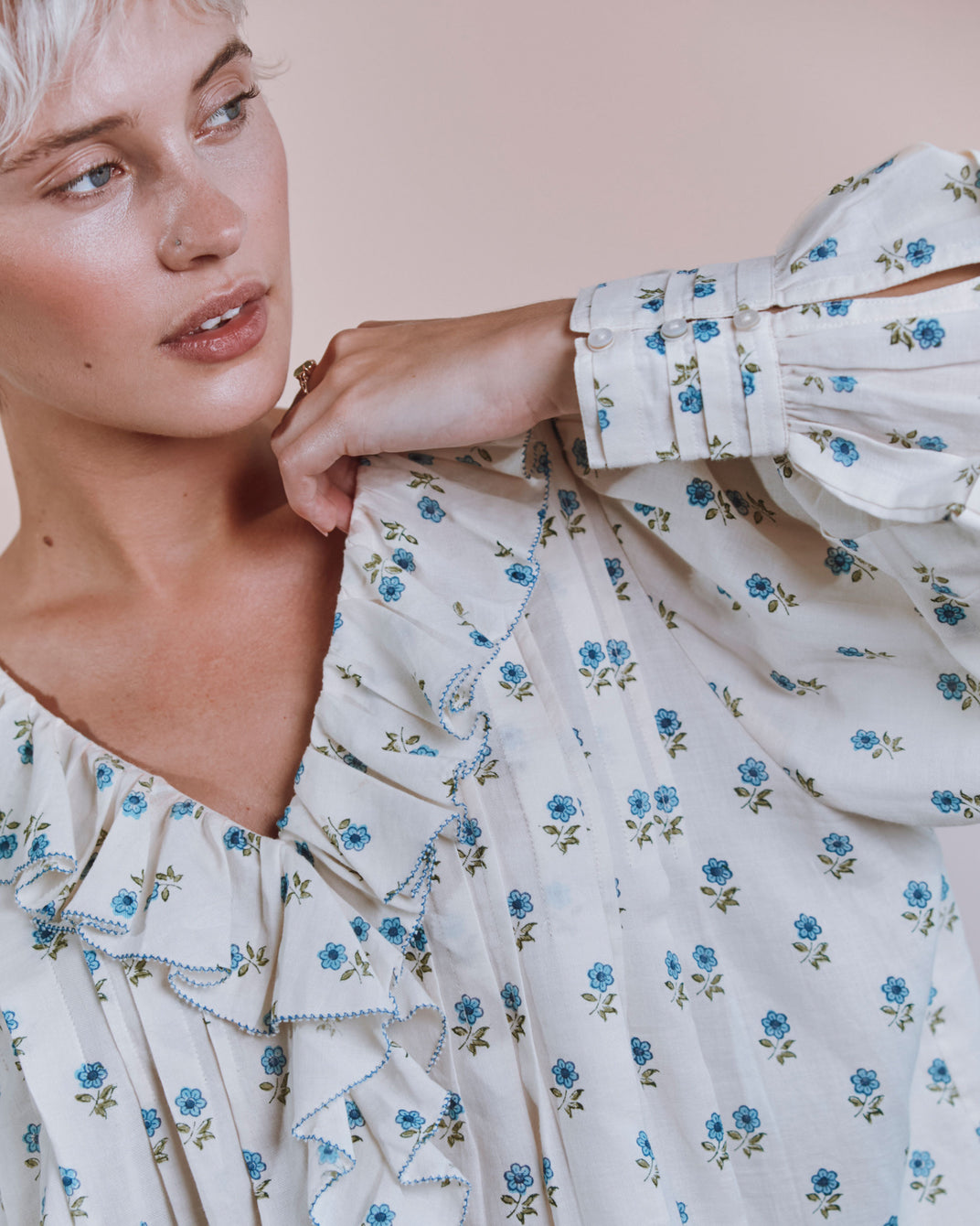 Blouse - Fleurie khadi écru