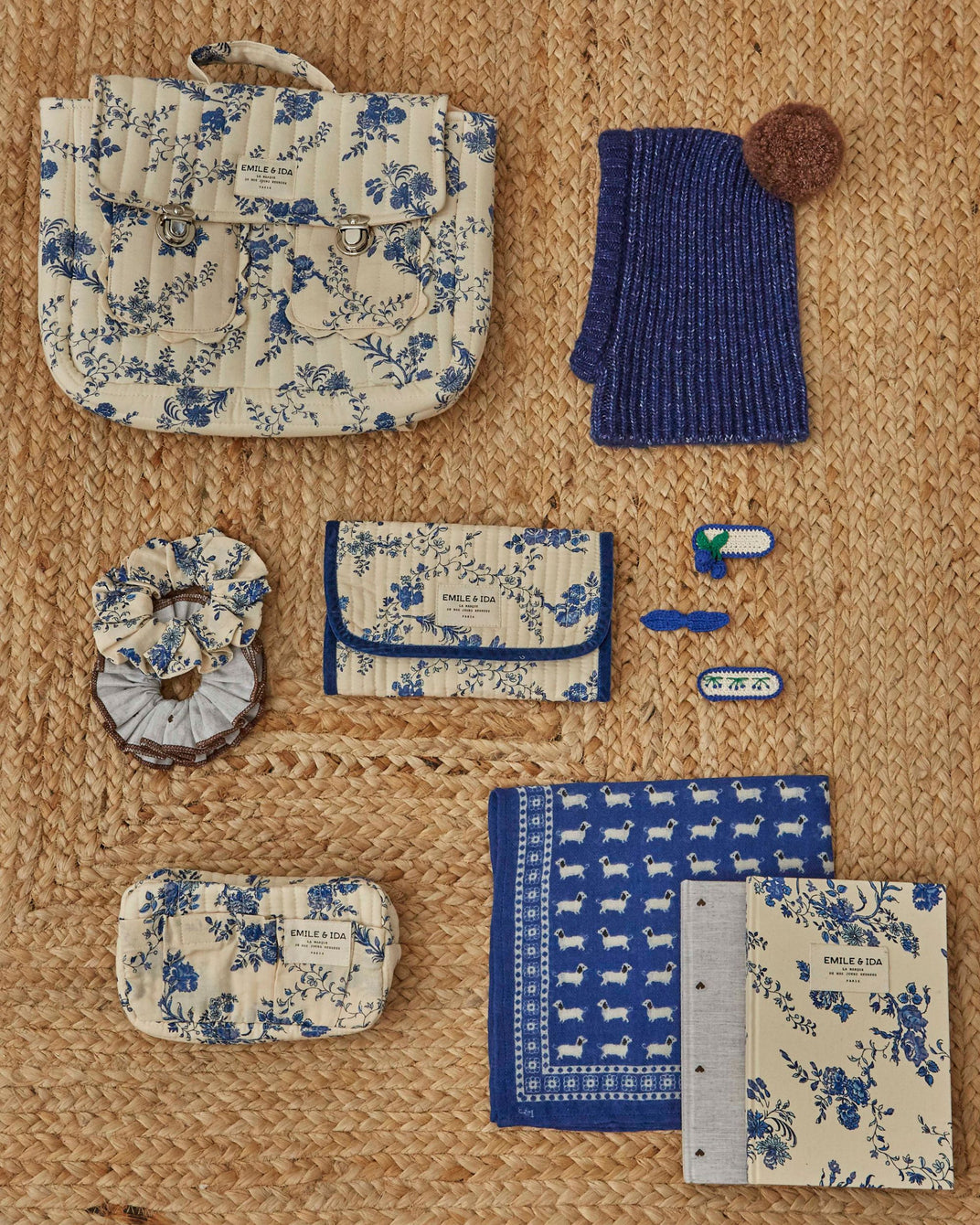 Cartable matelassé orchid bleu