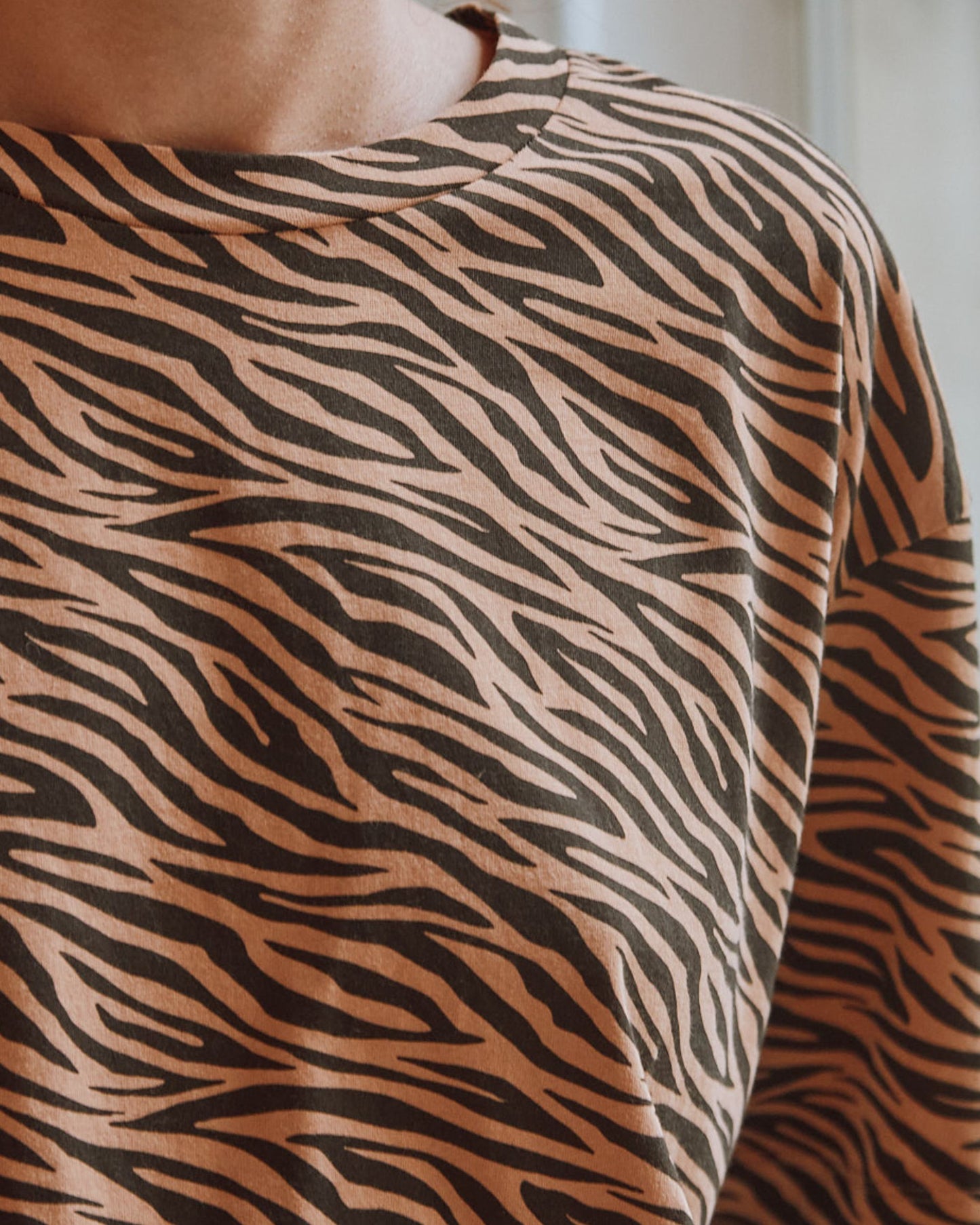 T-shirt zèbre coton bio beige et noir