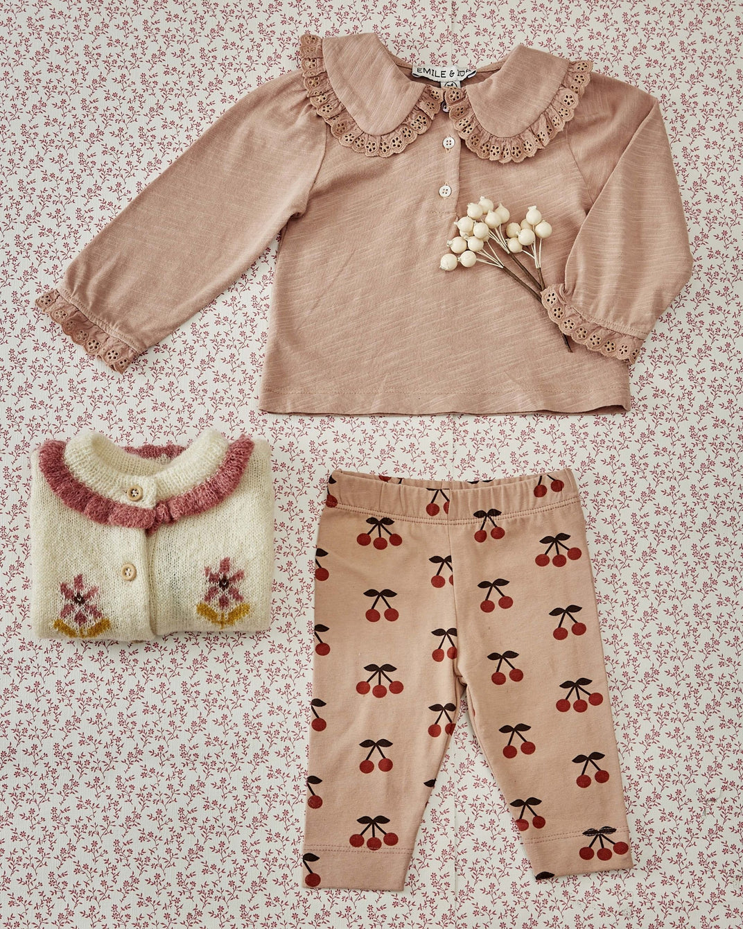 T-shirt à col coton bio poudre