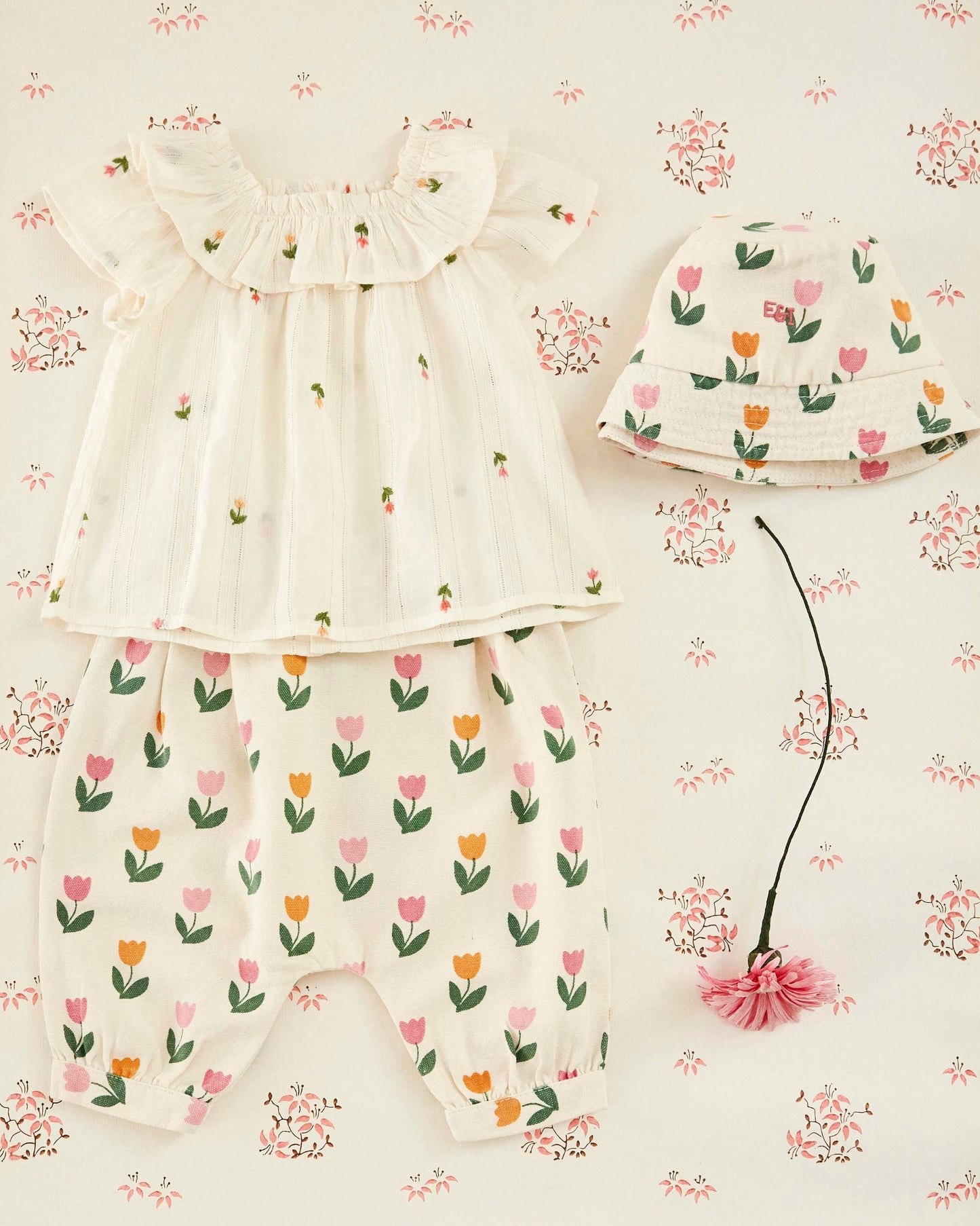 Blouse - Colerette tulipes crème