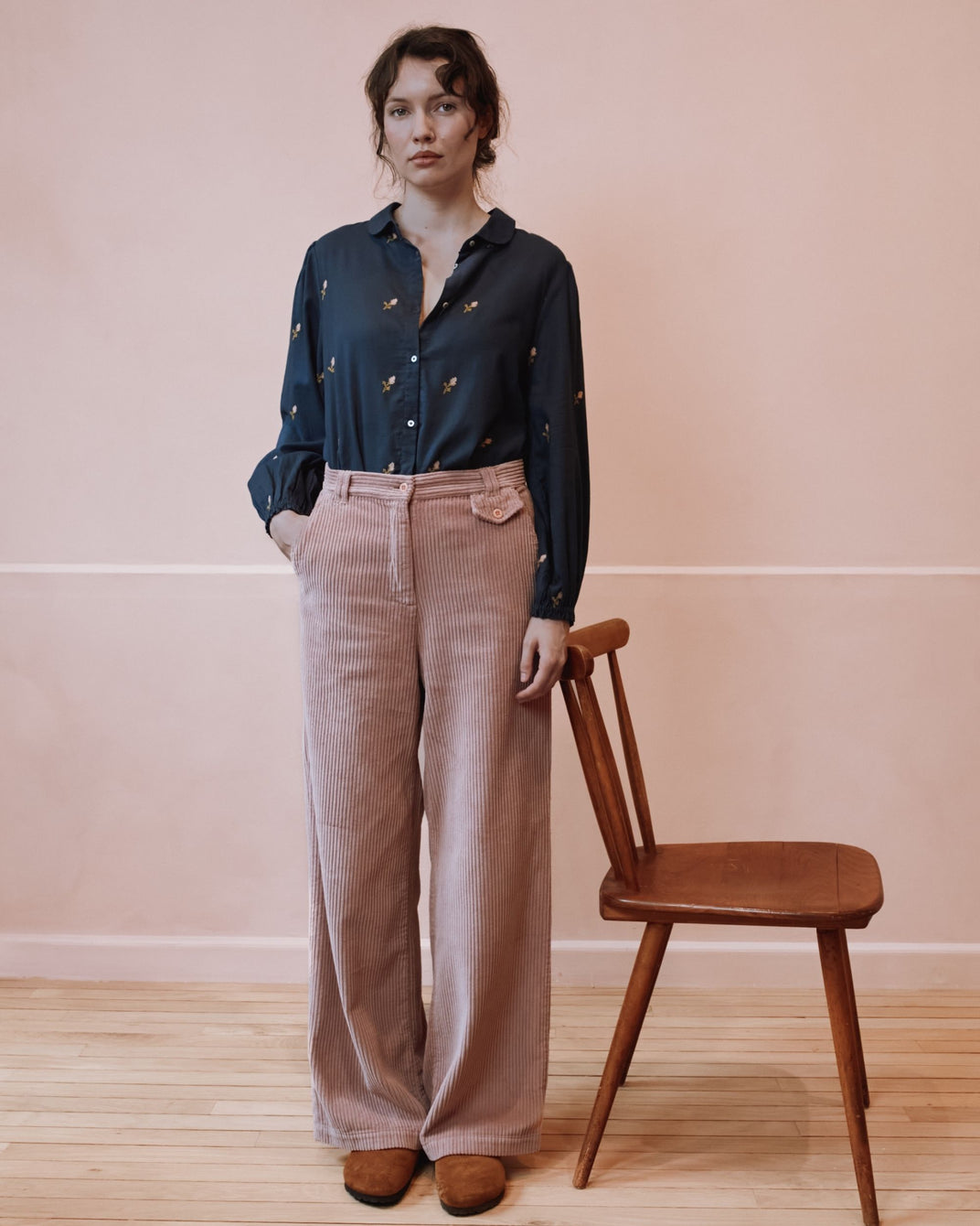 Blouse - Brodée point de croix anthracite