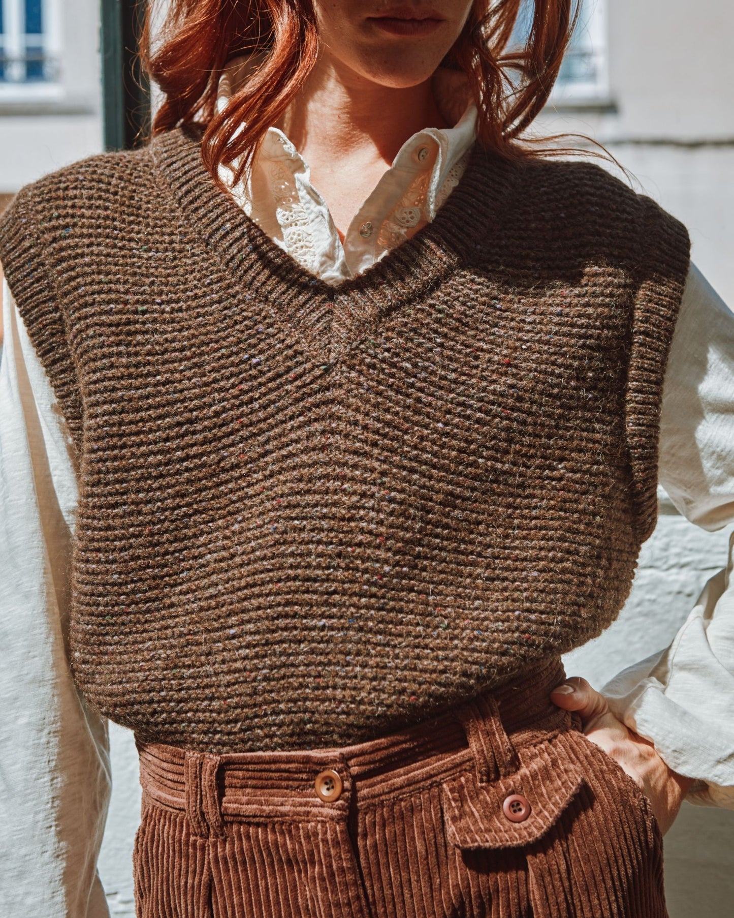 Brown sleeveless sweater