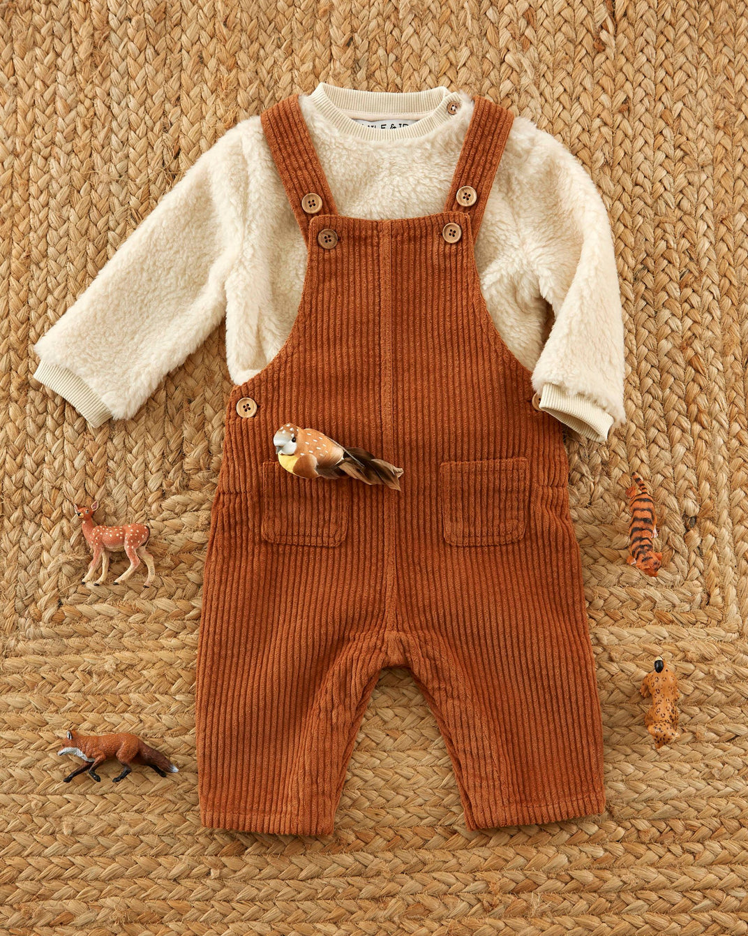 pecan velvet overalls