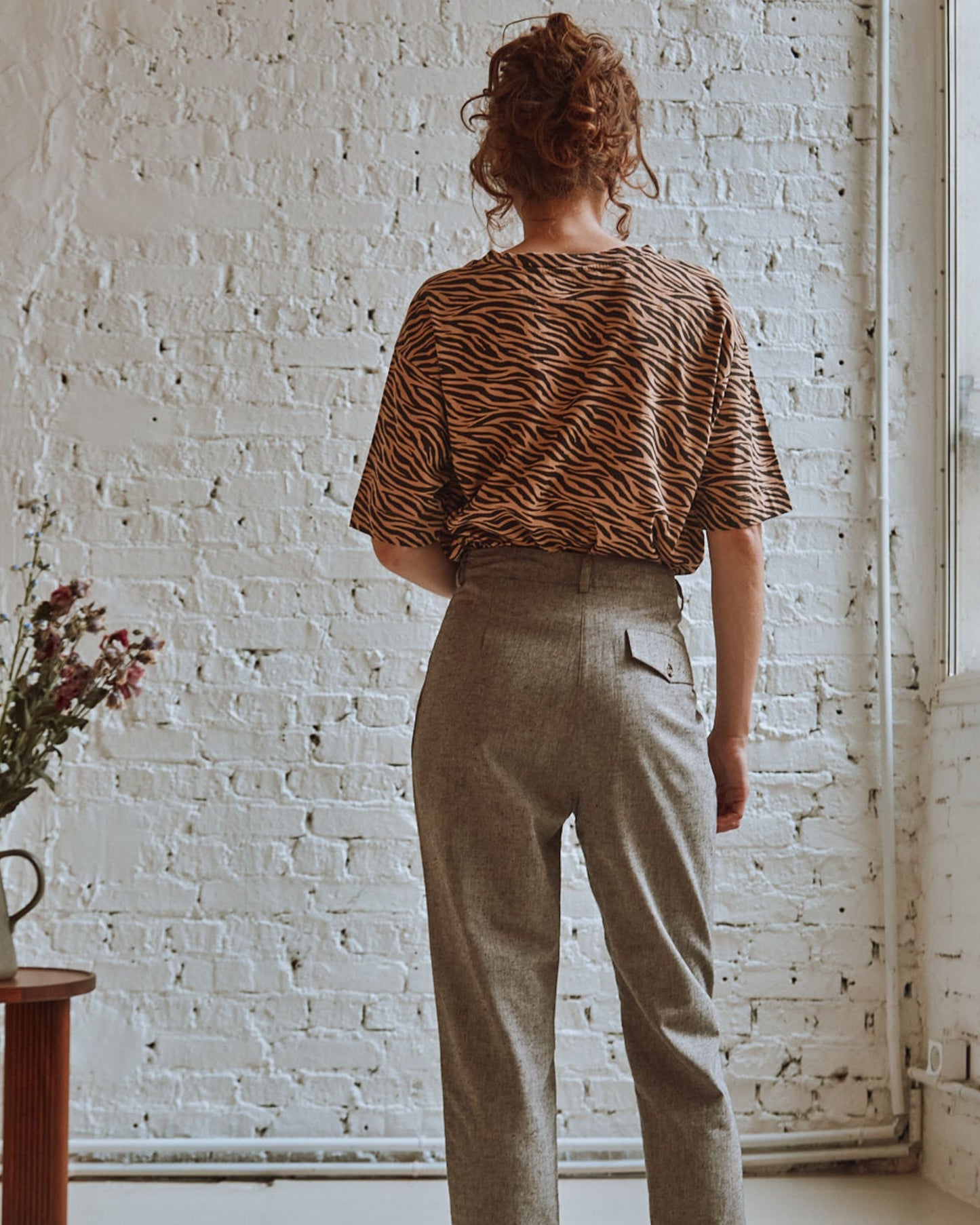 T-shirt zèbre coton bio beige et noir