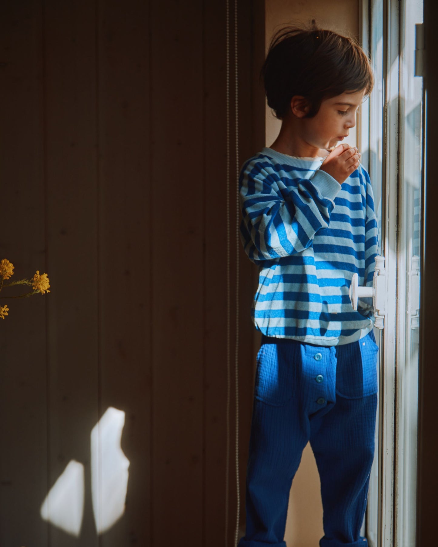 Sweat éponge rayure céleste