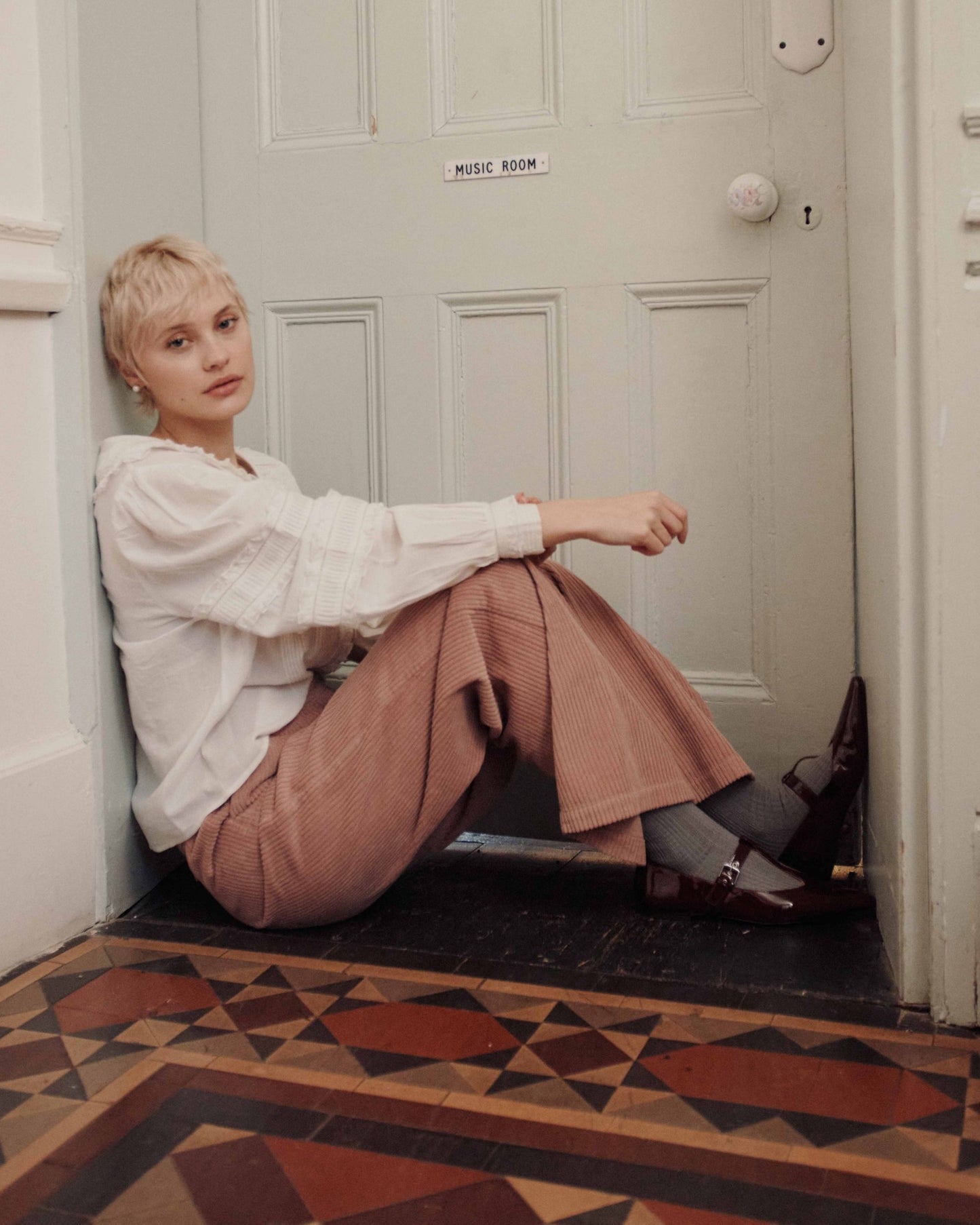 Pantalon - Velours cotelé vieux rose