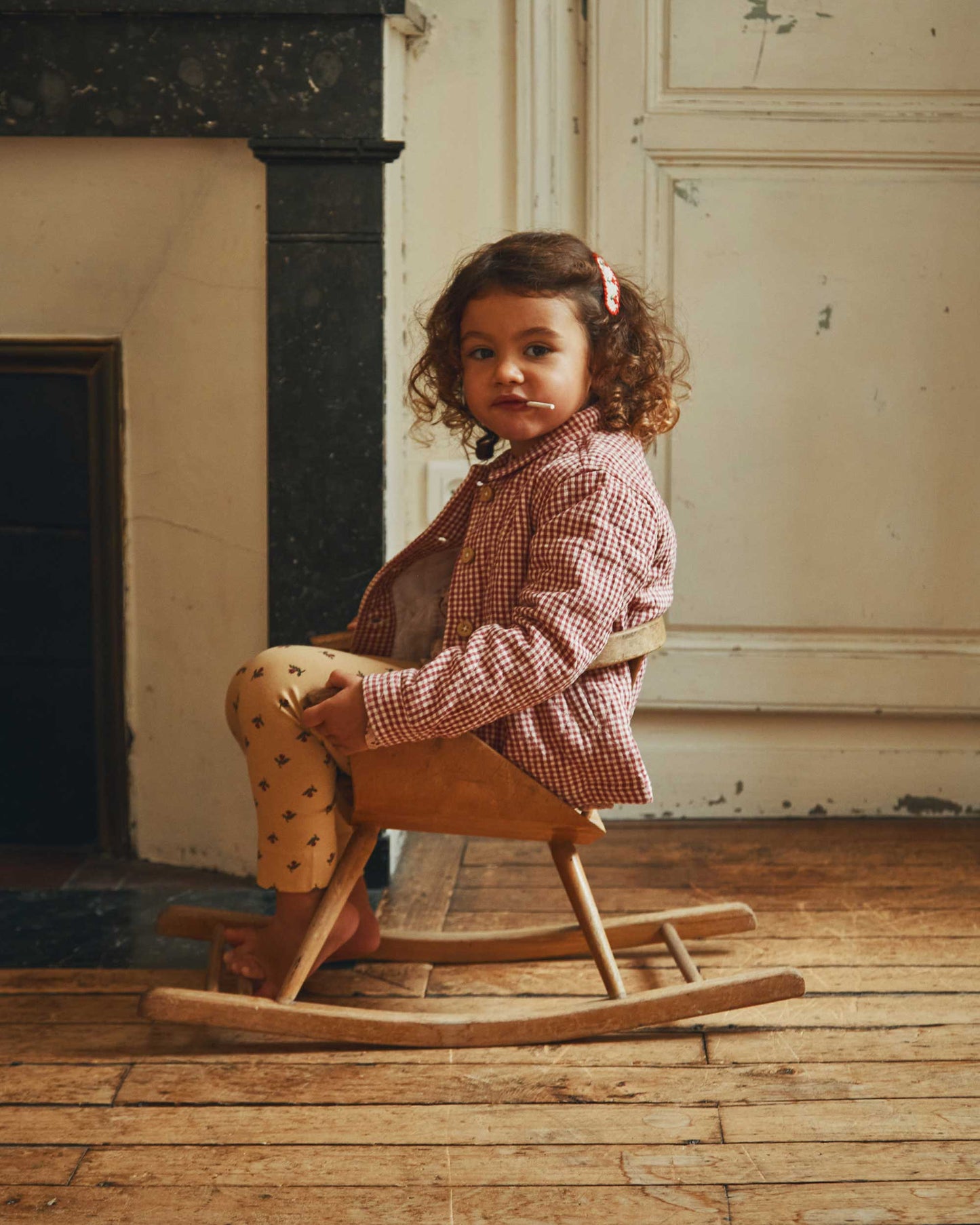 Raspberry gingham quilted jacket