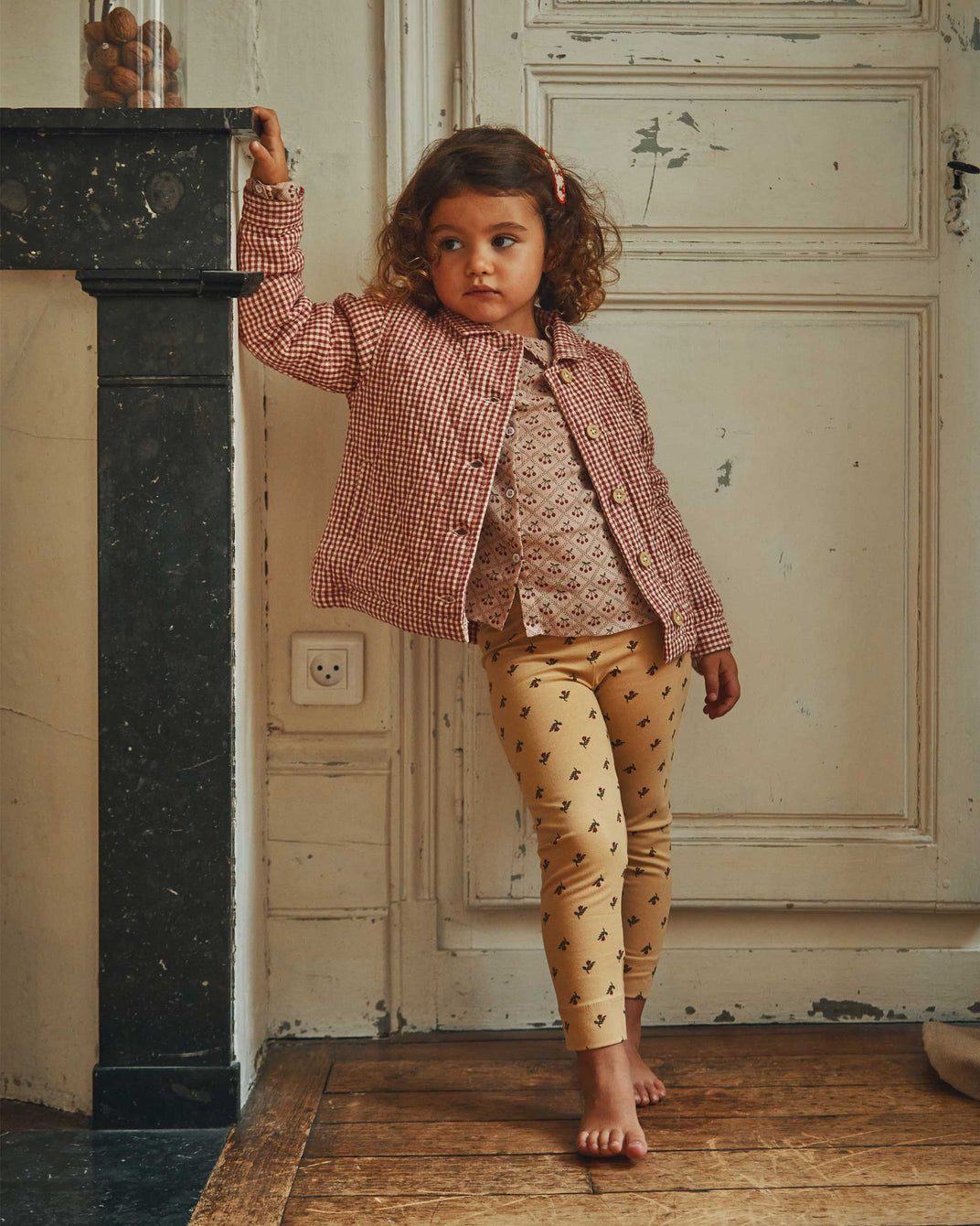 Veste matelassée vichy framboise