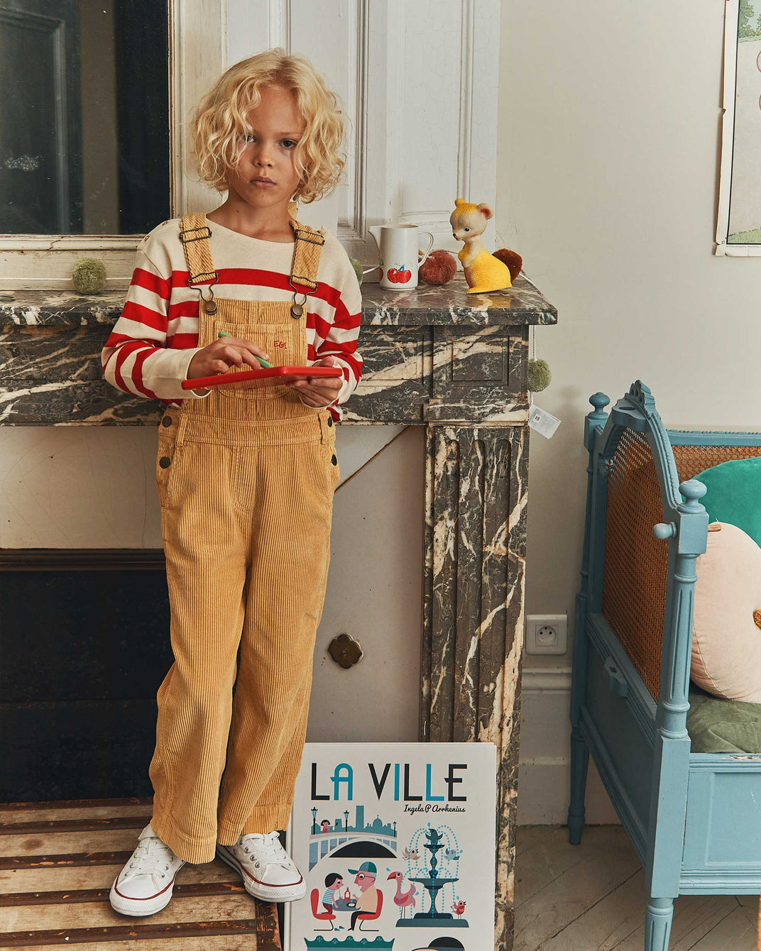 T-shirt marinière rouge et écru