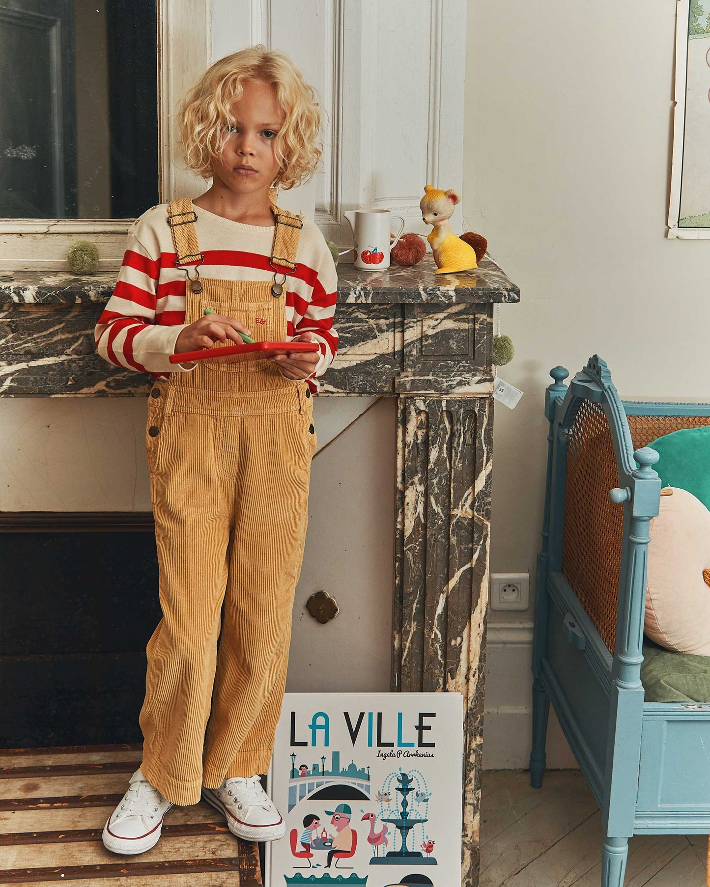 T-shirt marinière rouge et écru