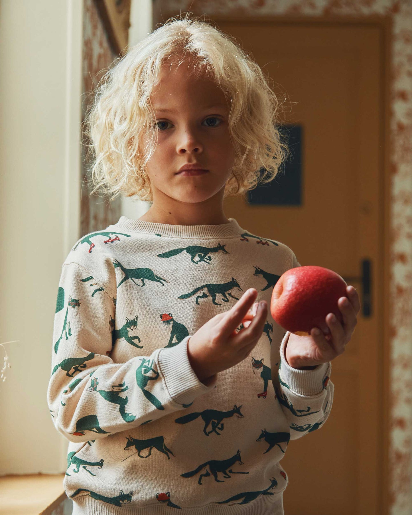 Organic cotton fox sweatshirt in ecru