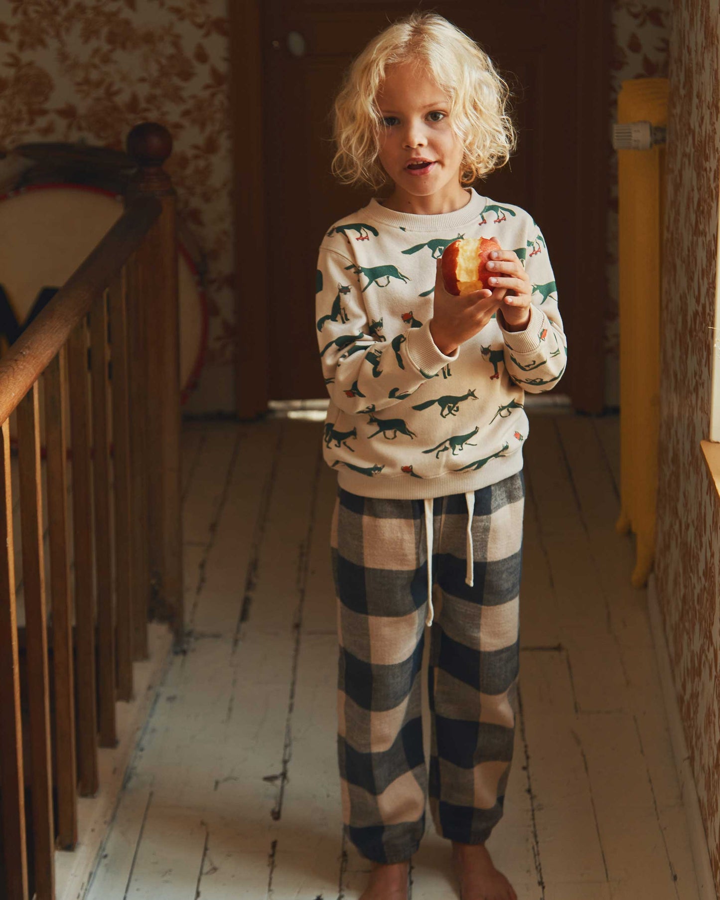 Organic cotton fox sweatshirt in ecru