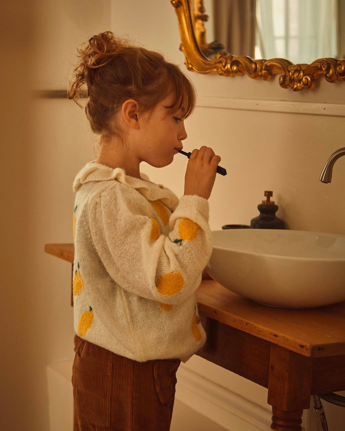 Cardigan fille citron écru