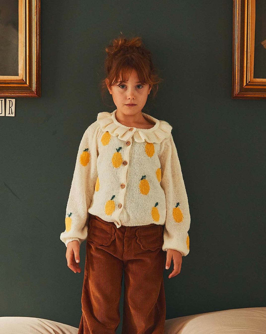 Cardigan fille citron écru