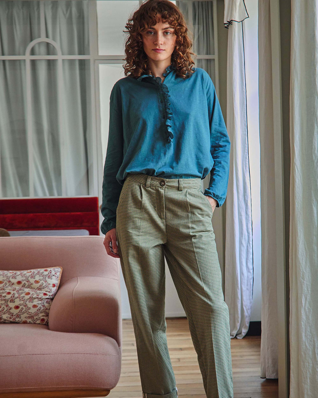 Pantalon coton denise vert