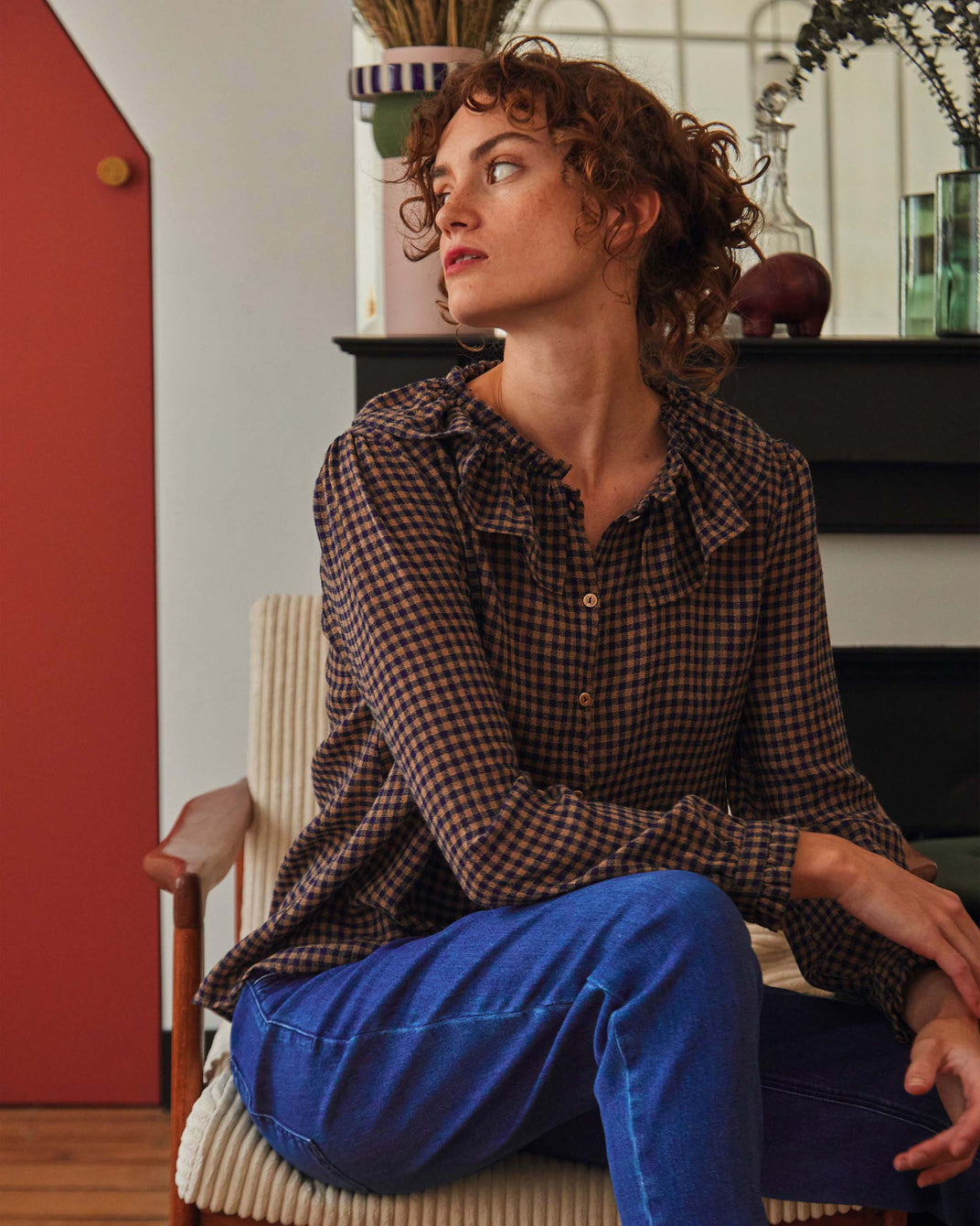 Blouse vichy marine