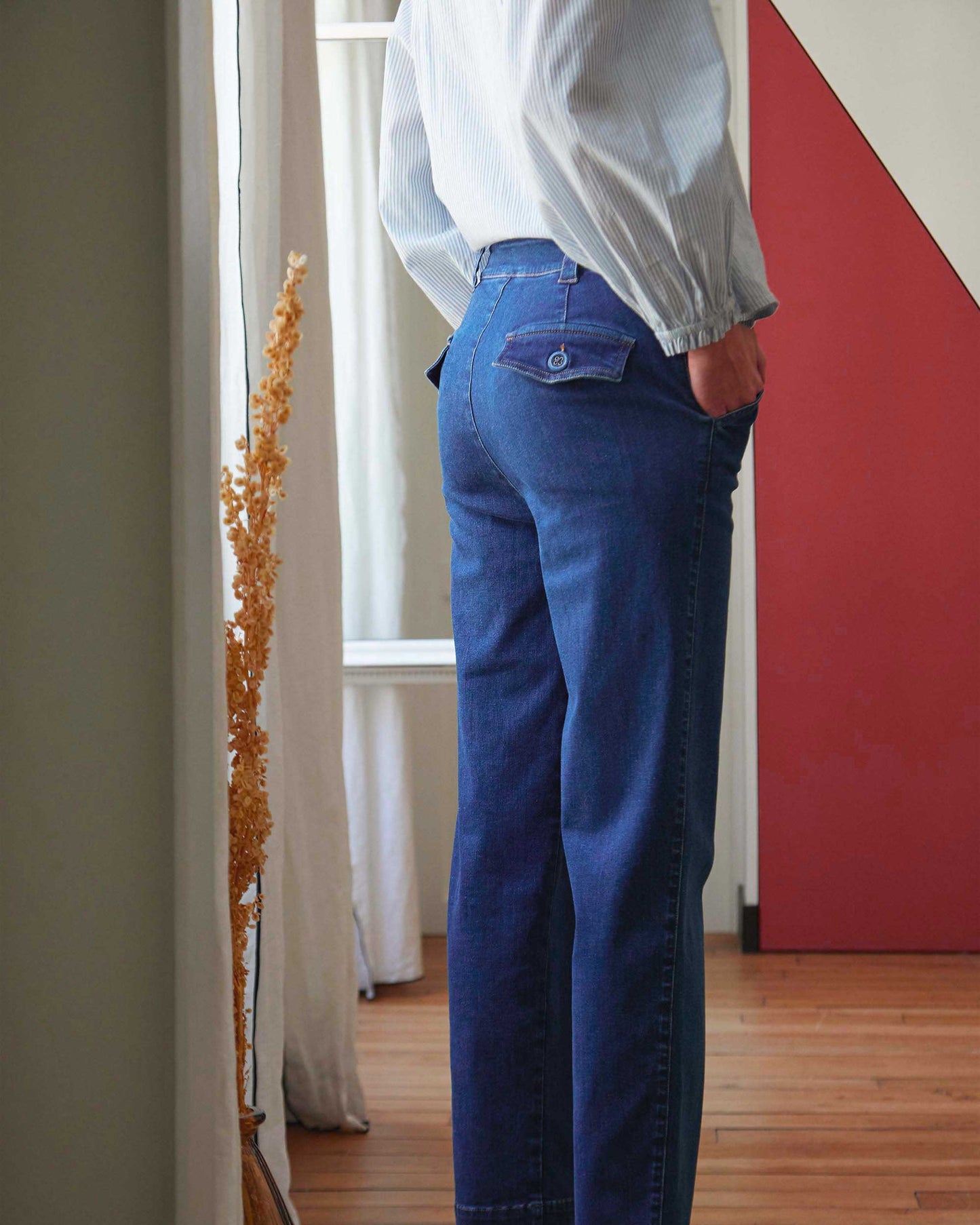 Straight organic cotton denim pants in blue