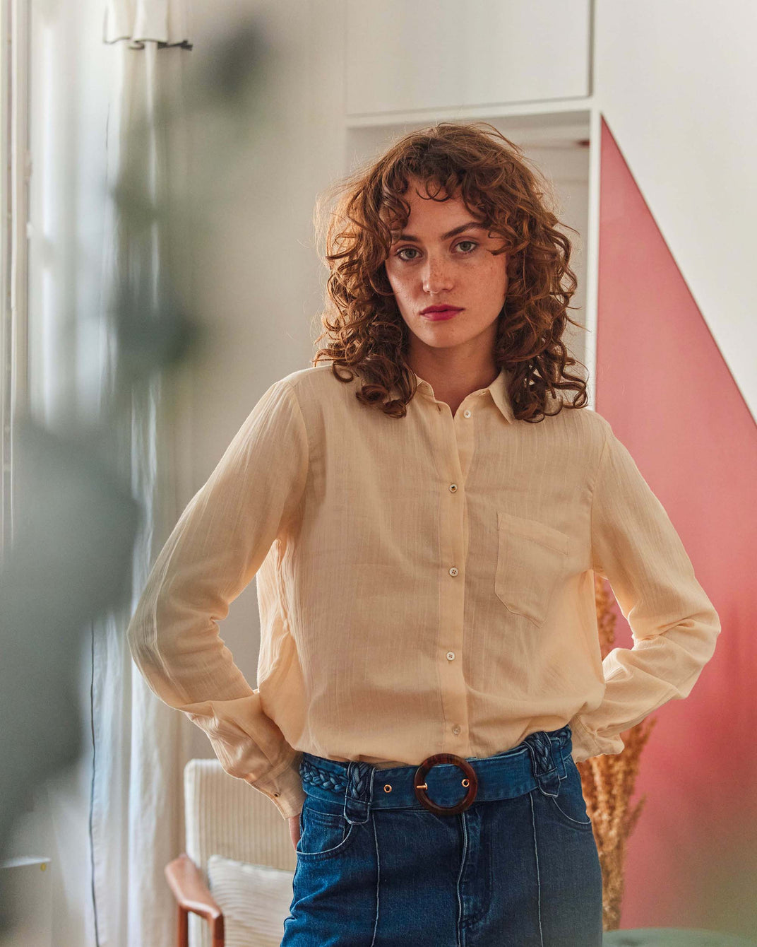 Chemise voile de coton écru