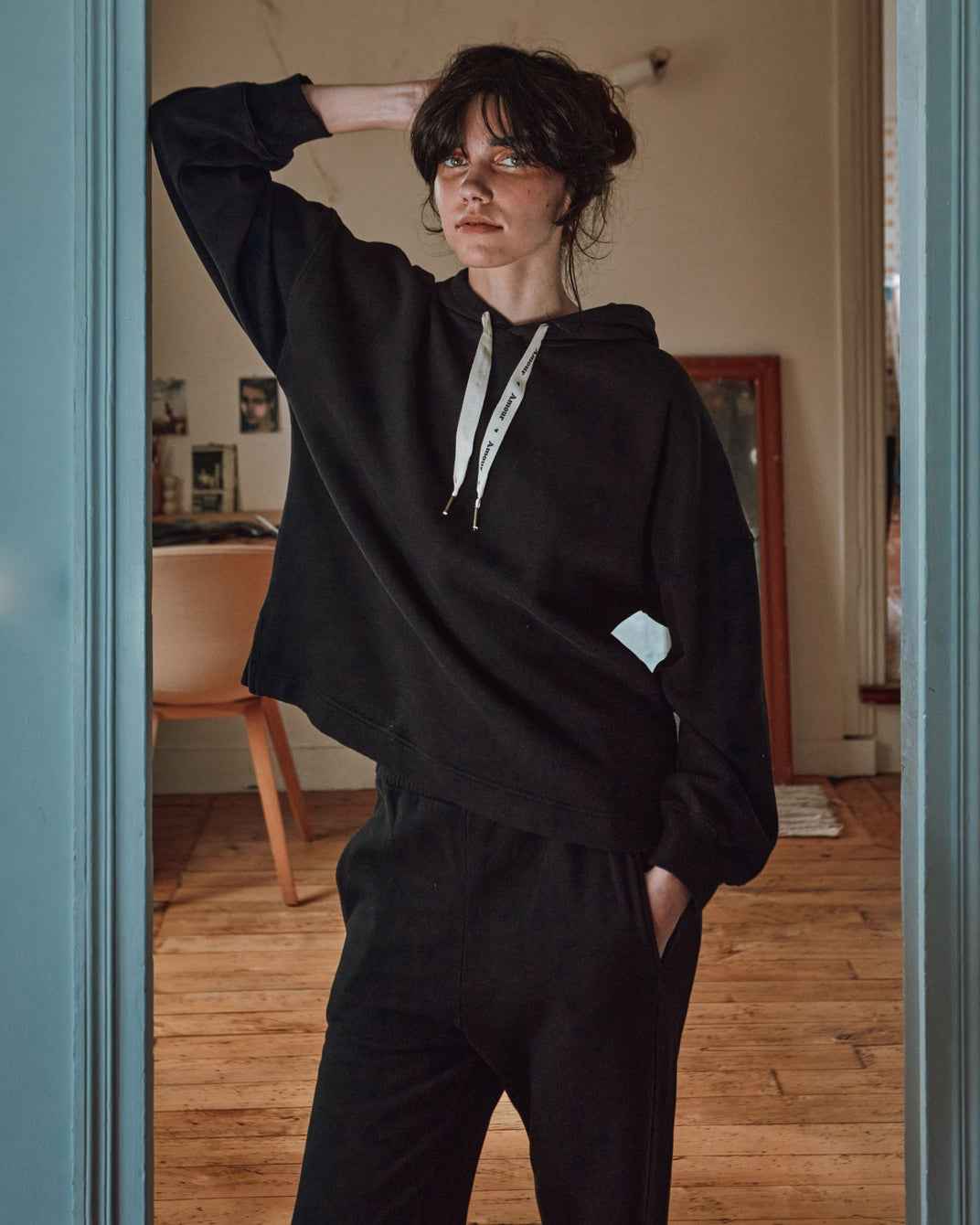 Sweat à capuche coton bio noir