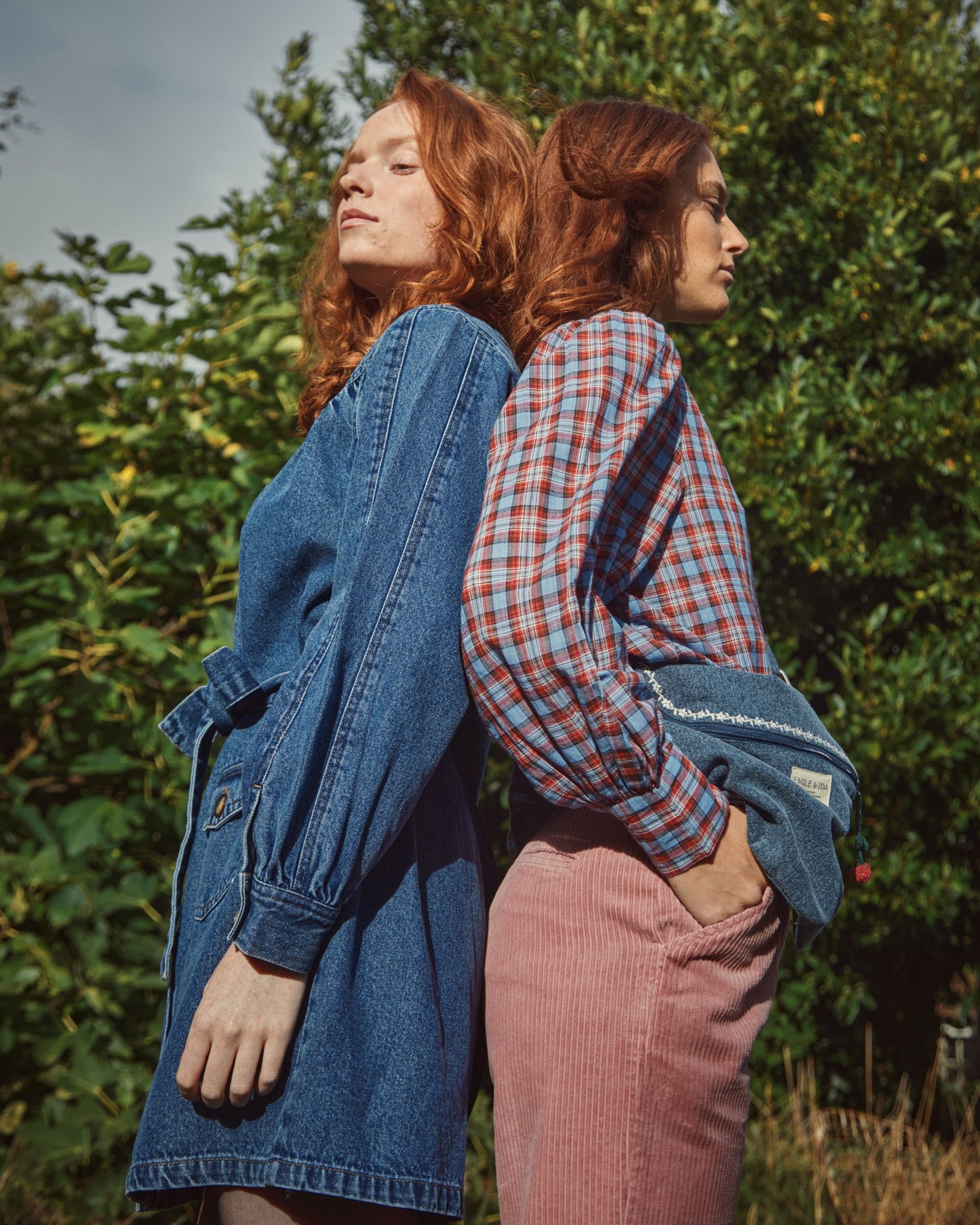 Robe en coton denim bleu