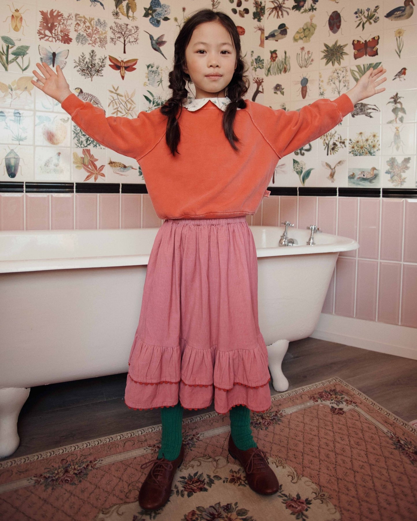 Jupe midi - Velours rose