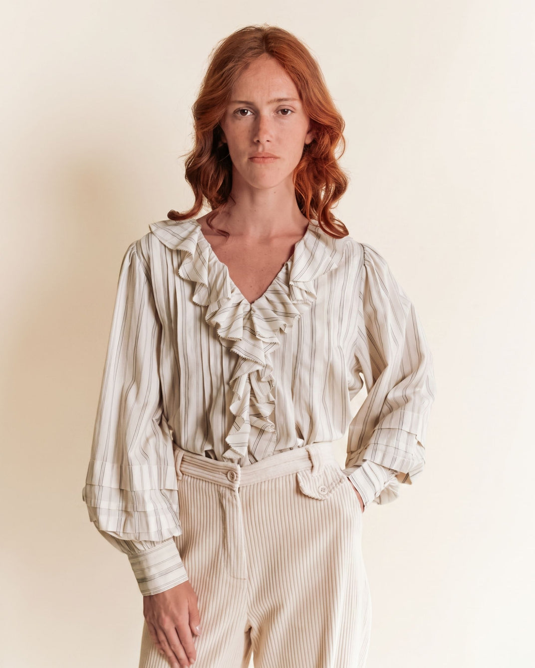 Blouse - Rayée khadi écru