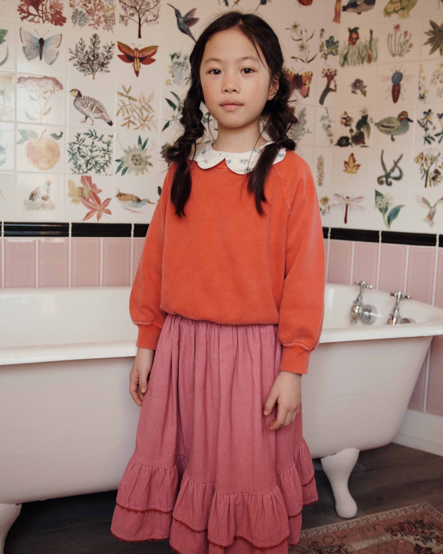 Jupe midi - Velours rose