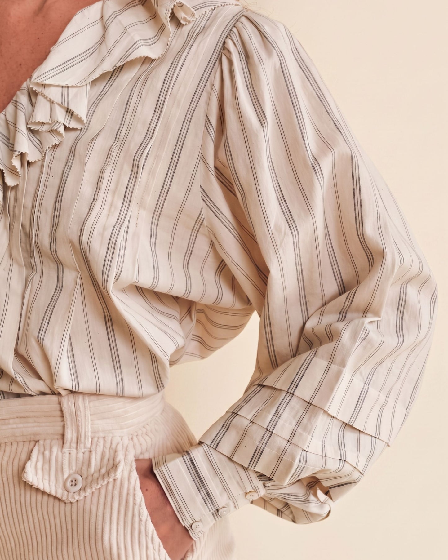 Blouse - Rayée khadi écru