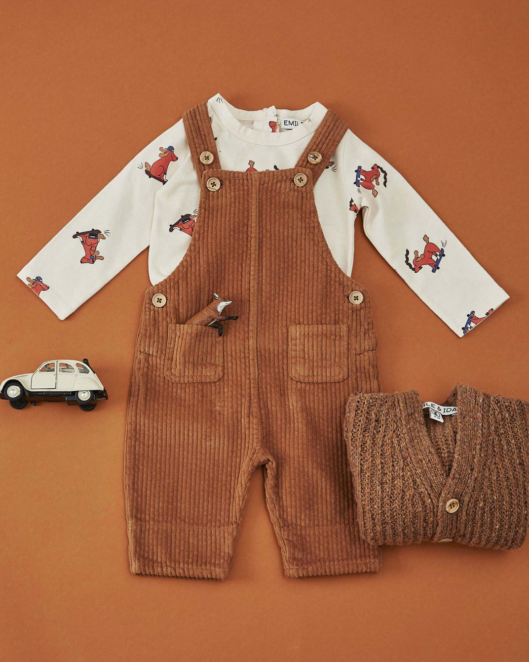 T-shirt coton bio chien skateur crème