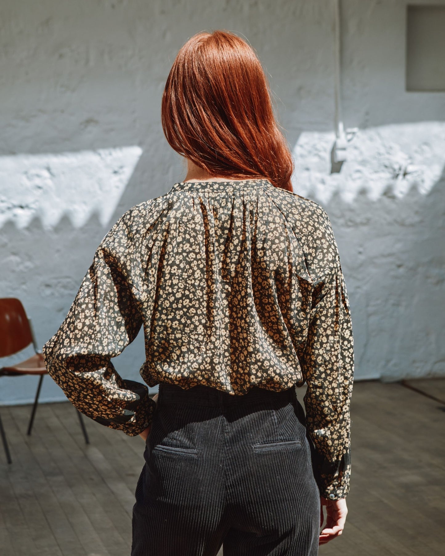 Blouse boutonnée coton et soie anémone