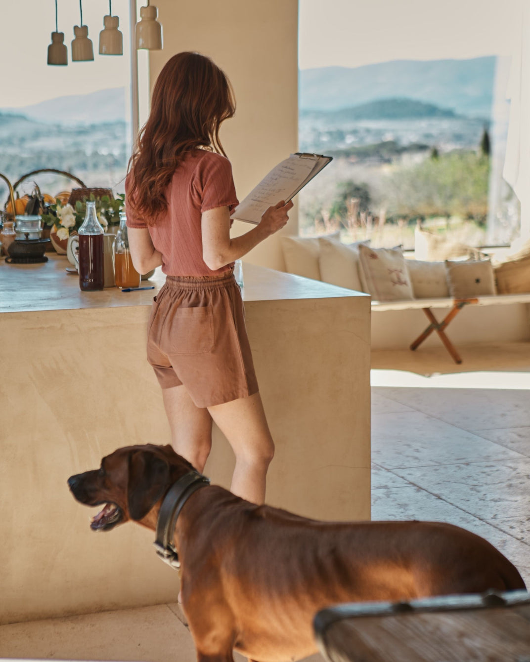 Short - Taille élastique marron