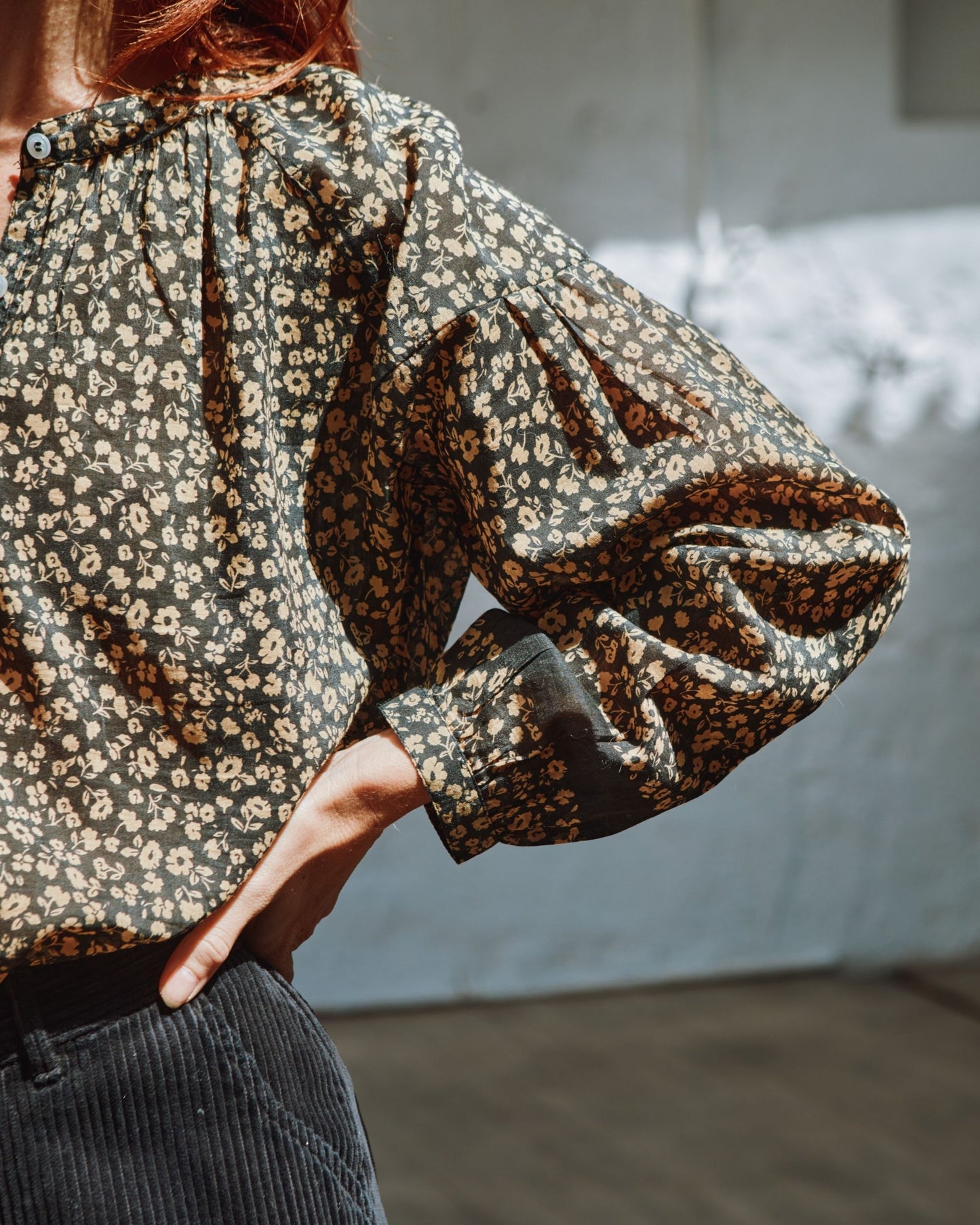 Blouse boutonnée coton et soie anémone