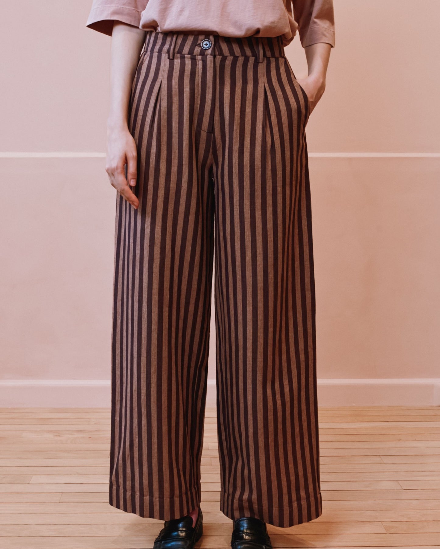 Pantalon - Khadi rayures violine
