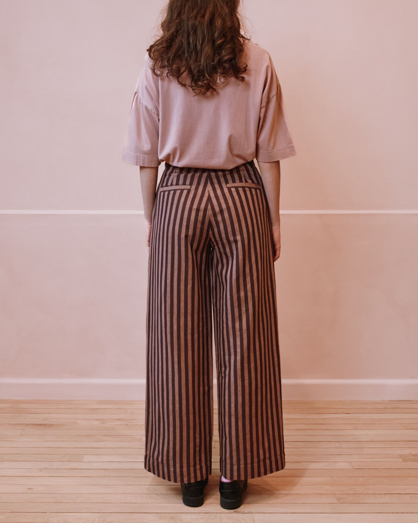 Pantalon - Khadi rayures violine