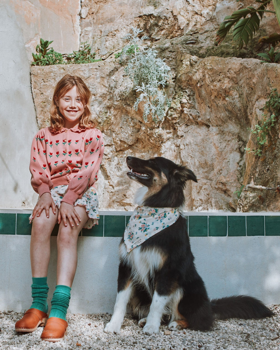 Bandana pour chien printemps rose
